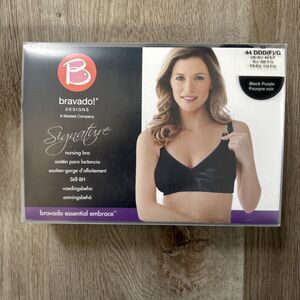 Bravado Designs Signature Nursing Bra Size 44 DDD/F/G 123 Black Purple NEW